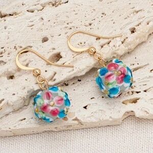 Pink Blue Murano Glass Earrings